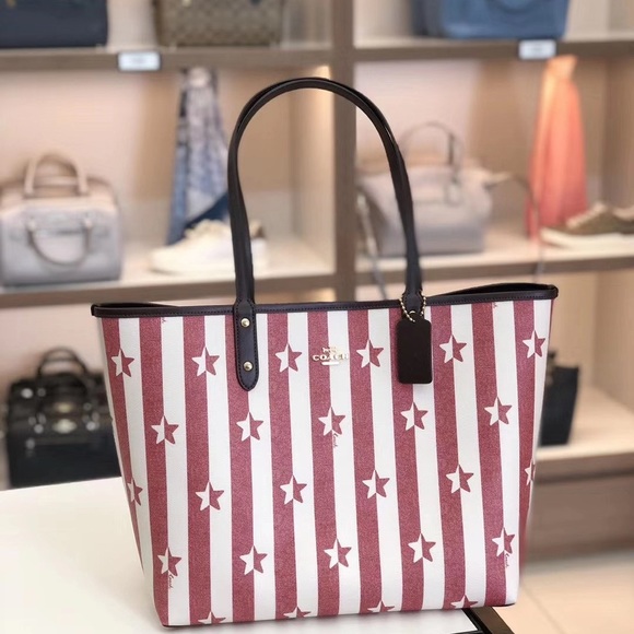 Coach Handbags - Coach reversible city tote with stripe star print